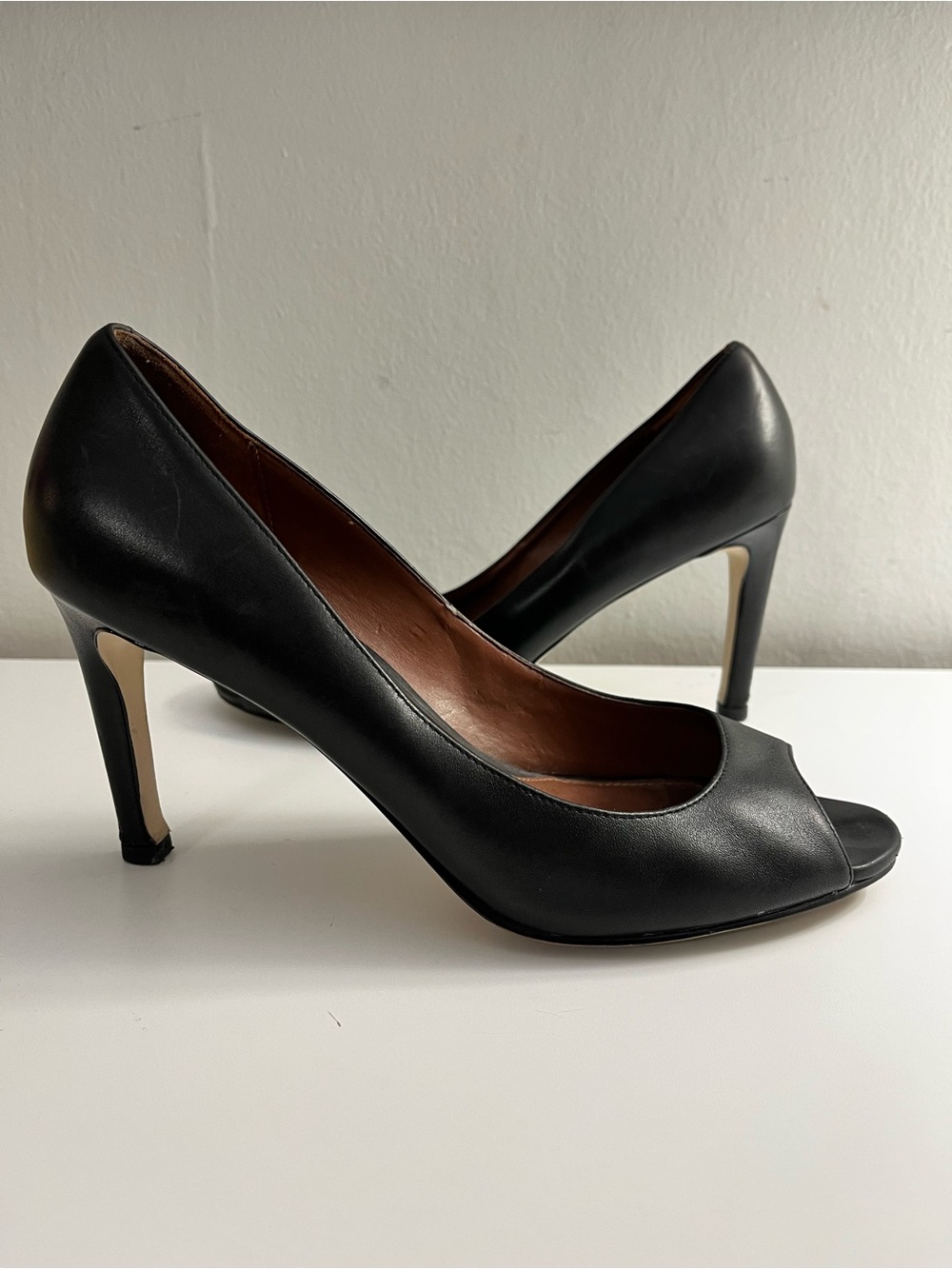 Cole Haan Leather Peep Toe Stiletto Pumps Size 8.5